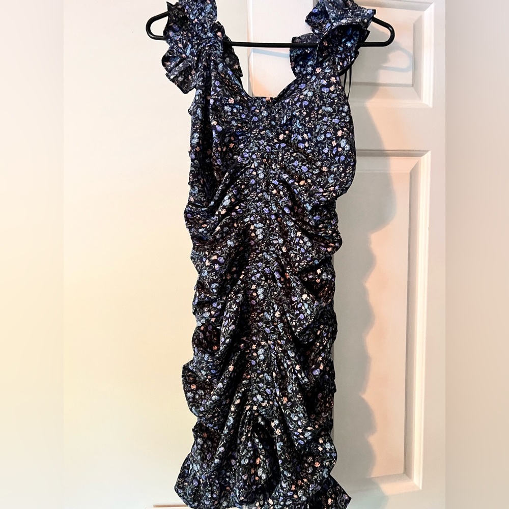 Navy floral ruched dress size small